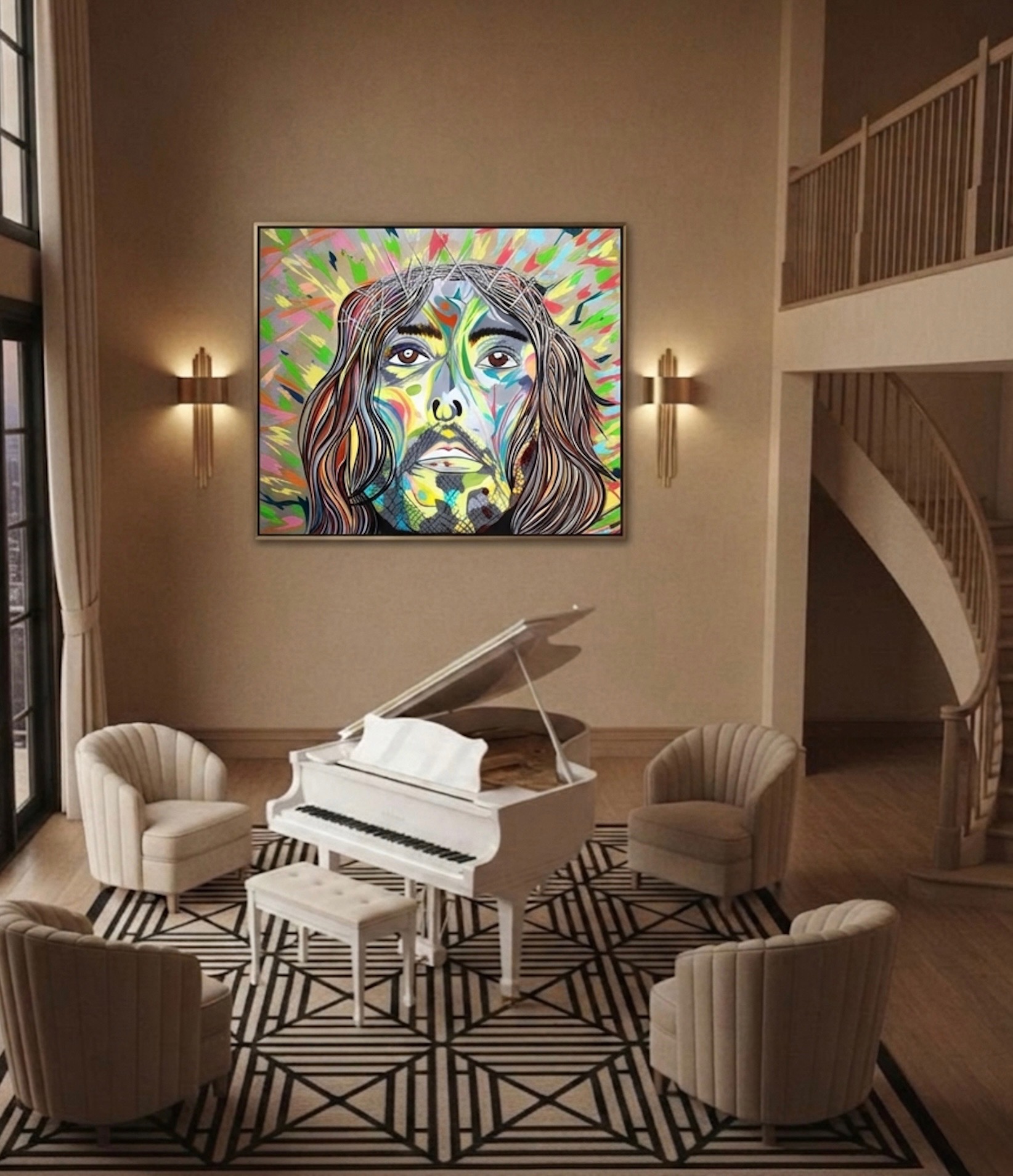Commission artwork displayed in a luxury interior